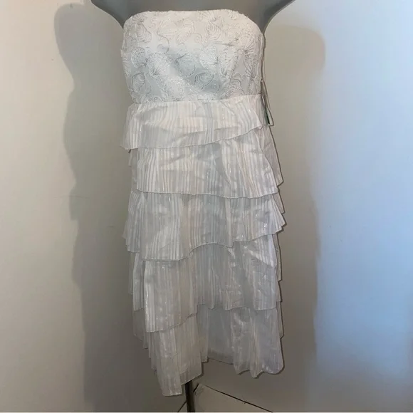 Lilly Pulitzer Arden dress embroidered strapless mini ruffled white cotton 8 - Picture 1 of 11